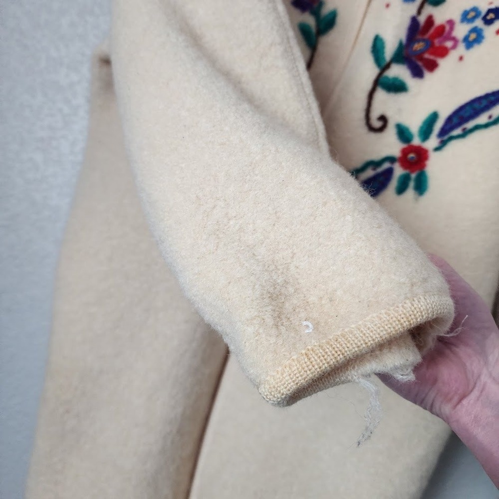 SSG Catharine Lover Wool Jacket Flower Embroidery Boho Cottagecore Cream M - Picture 6 of 8